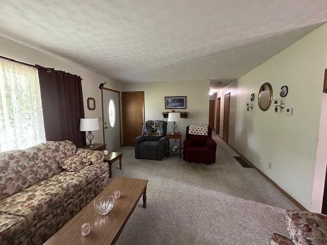14572 Hock Hocking Rd, Logan, OH 43138 - living room with carpet flooring and a textured ceiling