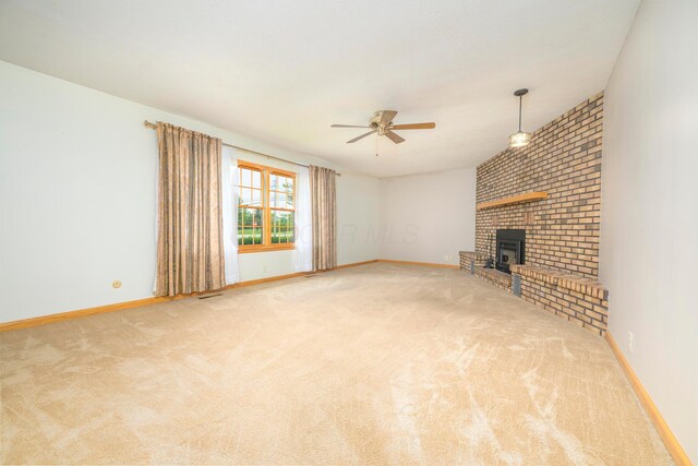20 Snider Rd, New Carlisle, OH 45344 - unfurnished living room with ceiling fan, carpet floors, and baseboards