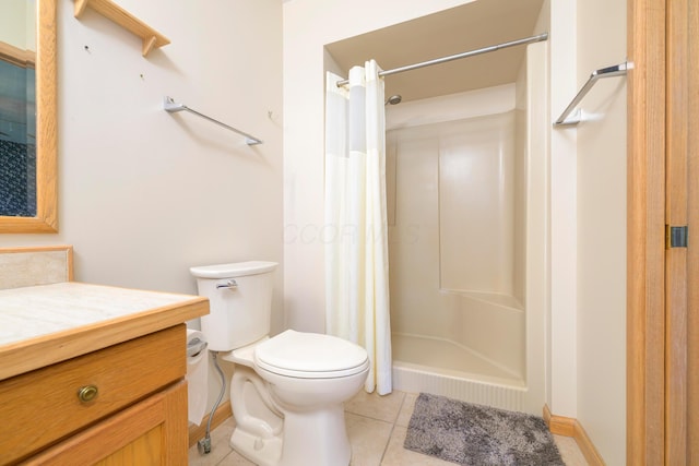 20 Snider Rd, New Carlisle, OH 45344 - bathroom with tile patterned flooring, vanity, toilet, and a shower with shower curtain