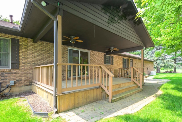 20 Snider Rd, New Carlisle, OH 45344 - deck with ceiling fan and central air condition unit