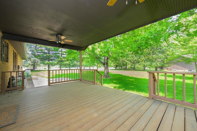20 Snider Rd, New Carlisle, OH 45344 - deck featuring ceiling fan and a lawn