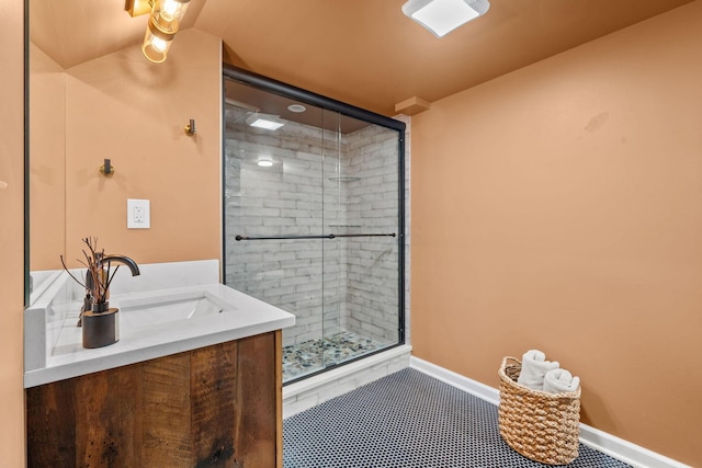 137 E Torrence Rd, Columbus, OH 43214 - bathroom featuring vanity, a stall shower, and baseboards