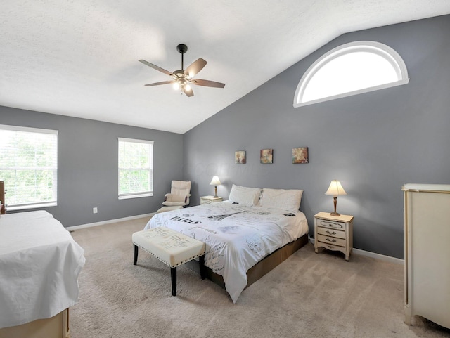 6048 Trent Ct, Lewis Center, OH 43035 - bedroom featuring vaulted ceiling, carpet flooring, baseboards, and a ceiling fan