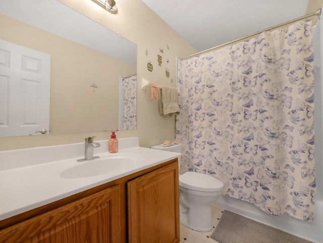 6048 Trent Ct, Lewis Center, OH 43035 - full bath with vanity, toilet, tile patterned flooring, and shower / tub combo with curtain