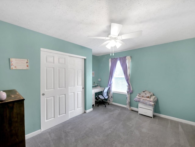 6048 Trent Ct, Lewis Center, OH 43035 - carpeted office featuring ceiling fan, baseboards, and a textured ceiling