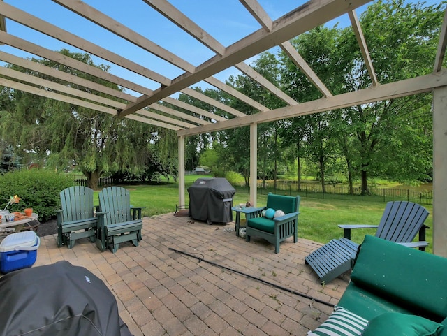 6048 Trent Ct, Lewis Center, OH 43035 - view of patio featuring grilling area, a pergola, and view of wooded area