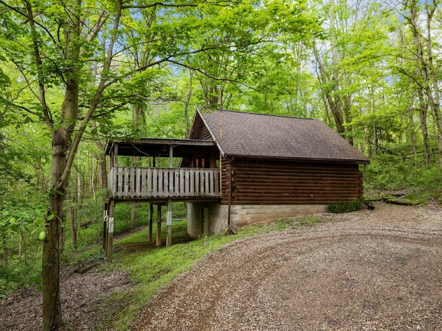26975 Chapel Ridge Rd, South Bloomingville, OH 43152 - view of outdoor structure with dirt driveway and a wooded view