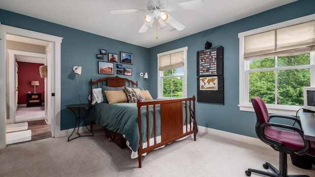 122 Boulder Ct, Granville, OH 43023 - bedroom featuring multiple windows, carpet flooring, an office area, and baseboards