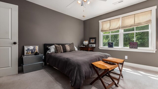 122 Boulder Ct, Granville, OH 43023 - bedroom featuring light carpet, baseboards, and a ceiling fan