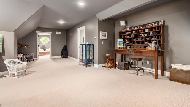 122 Boulder Ct, Granville, OH 43023 - sitting room with carpet flooring, vaulted ceiling, baseboards, and recessed lighting