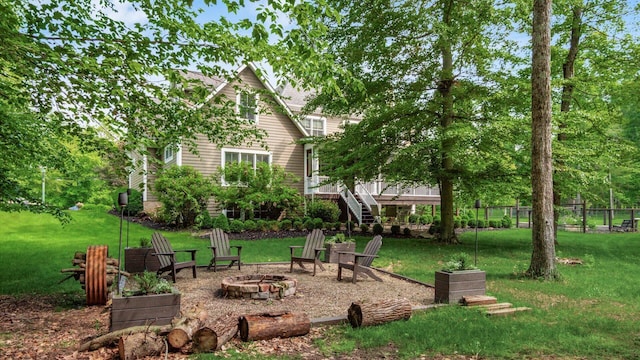 122 Boulder Ct, Granville, OH 43023 - view of yard featuring a fire pit and stairway
