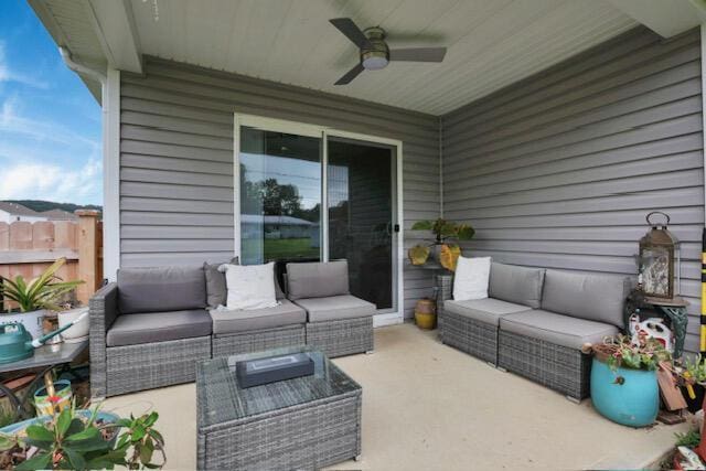 351 Trinity Way W, Newark, OH 43055 - view of patio / terrace with an outdoor living space and ceiling fan