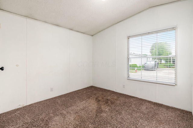 2389 Bluff Run Dr, Grove City, OH 43123 - unfurnished room with carpet, lofted ceiling, and a textured ceiling
