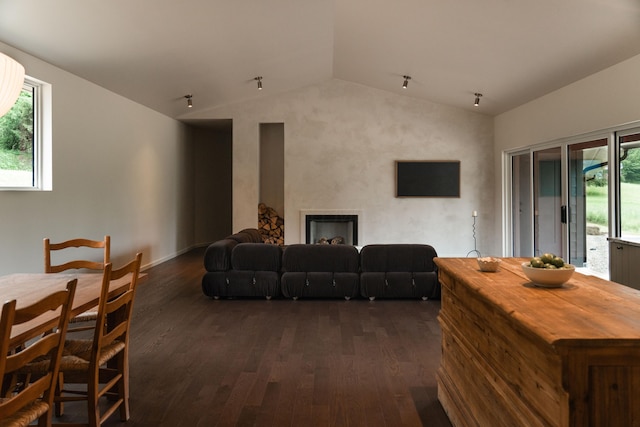 7931 Concord Rd, Johnstown, OH 43031 - living area featuring lofted ceiling and dark wood finished floors