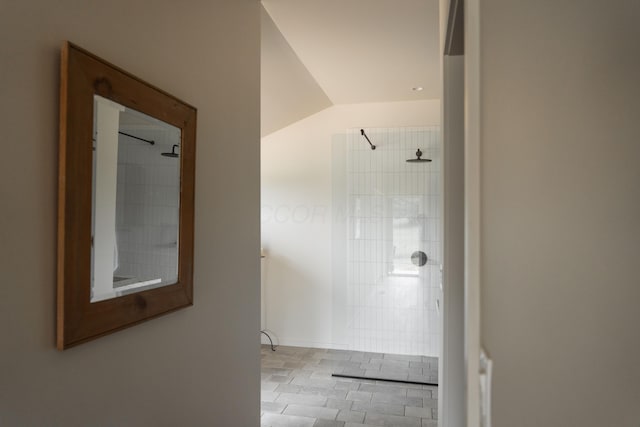 7931 Concord Rd, Johnstown, OH 43031 - full bathroom with tiled shower and vaulted ceiling