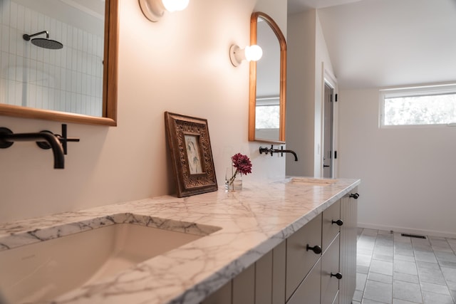 7931 Concord Rd, Johnstown, OH 43031 - bathroom featuring double vanity and tiled shower