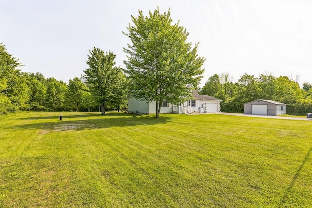 5971 Weaver Rd, Conneaut, OH 44030 - view of grassy yard with a detached garage and an outbuilding