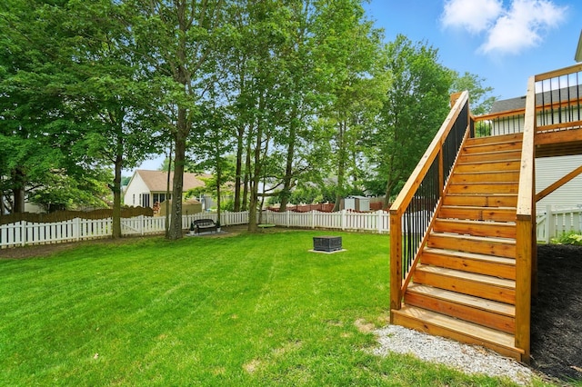 418 Broadview Ct, Pataskala, OH 43062 - view of yard with stairway and a fire pit