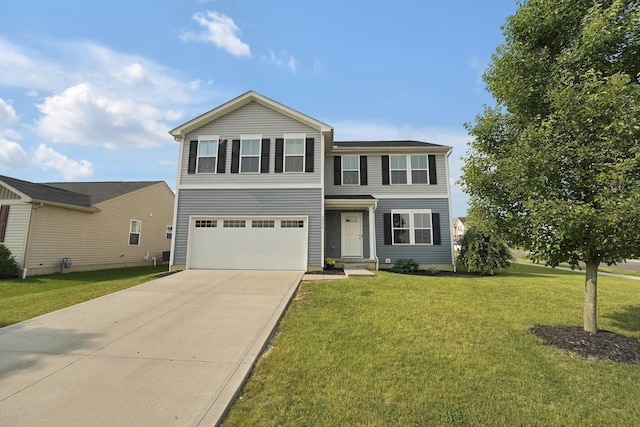 2576 Brook Run Dr, Lancaster, OH 43130 - view of front of property with driveway, a garage, and a front lawn