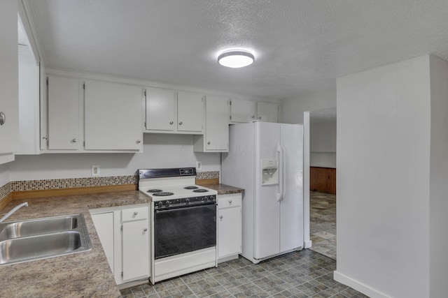 4476 Stiving Rd, Shelby, OH 44875 - kitchen with white appliances, white cabinetry, a textured ceiling, and tile patterned floors