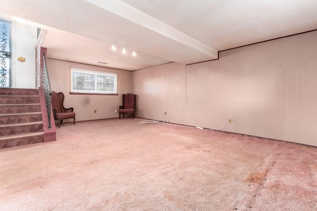 5045 Labelle Dr, Columbus, OH 43232 - below grade area with stairway and carpet flooring