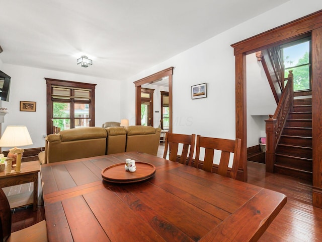 471 W 4th Ave, Columbus, OH 43201 - dining area with stairway and wood-type flooring