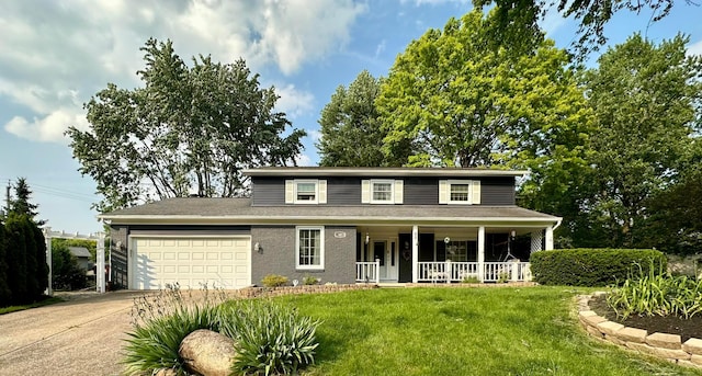 68 Nadine Pl N, Westerville, OH 43081 - traditional-style house with a porch, an attached garage, driveway, and a front lawn