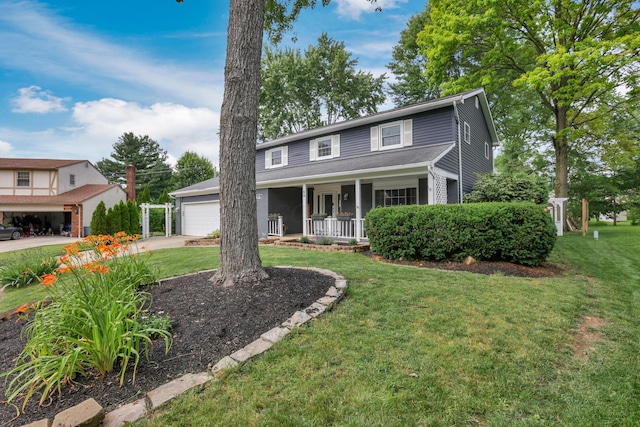 68 Nadine Pl N, Westerville, OH 43081 - traditional-style house with covered porch, concrete driveway, a front yard, and a garage