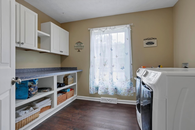 68 Nadine Pl N, Westerville, OH 43081 - laundry area with cabinet space, separate washer and dryer, and dark wood-style flooring
