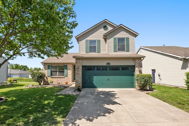 4686 Gilman Rd, Columbus, OH 43228 - traditional home with concrete driveway, a garage, a front yard, and brick siding