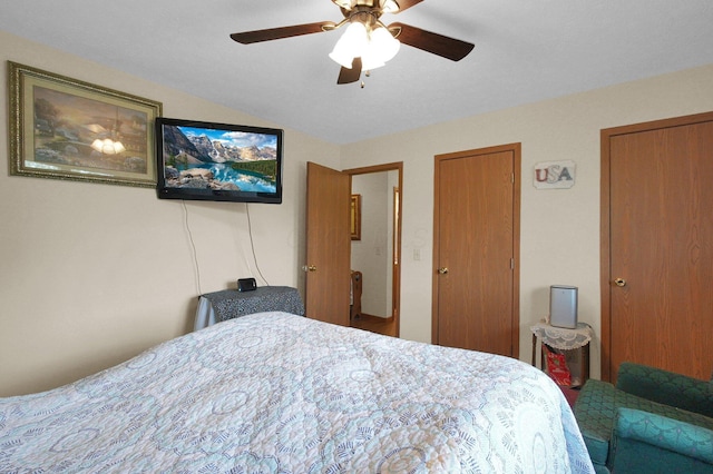 452 Samantha Cir Unit 10, London, OH 43140 - bedroom with two closets and a ceiling fan