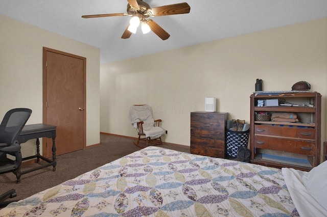 452 Samantha Cir Unit 10, London, OH 43140 - bedroom featuring carpet, a ceiling fan, a desk, and baseboards