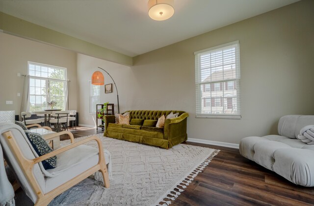5834 Aristides Way Unit 10, New Albany, OH 43054 - living room with dark wood-style flooring and baseboards