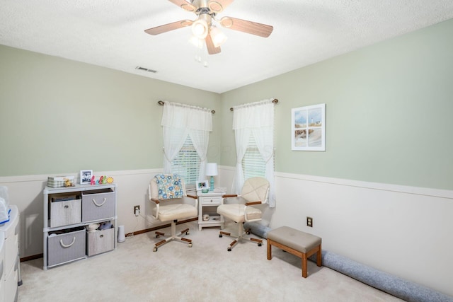2423 Hooverside Ln, Grove City, OH 43123 - bedroom with carpet, a ceiling fan, and a textured ceiling