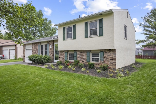 4150 Demorest Rd, Grove City, OH 43123 - split level home featuring an attached garage, stucco siding, driveway, and brick siding