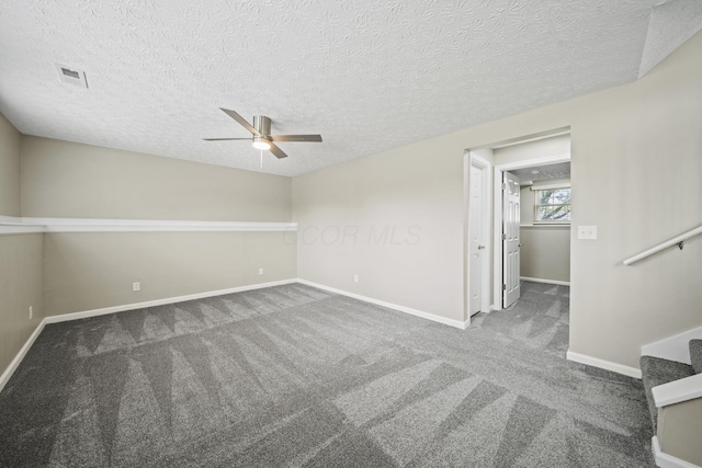 4150 Demorest Rd, Grove City, OH 43123 - carpeted empty room featuring ceiling fan, baseboards, and a textured ceiling