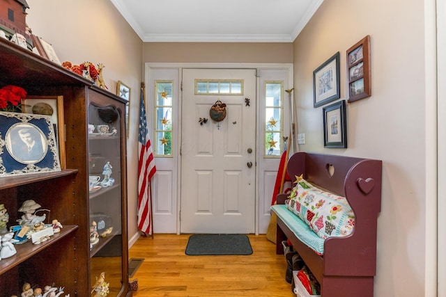 445 Cedar Hill Rd SW, Amanda, OH 43102 - foyer with light wood-style flooring and crown molding