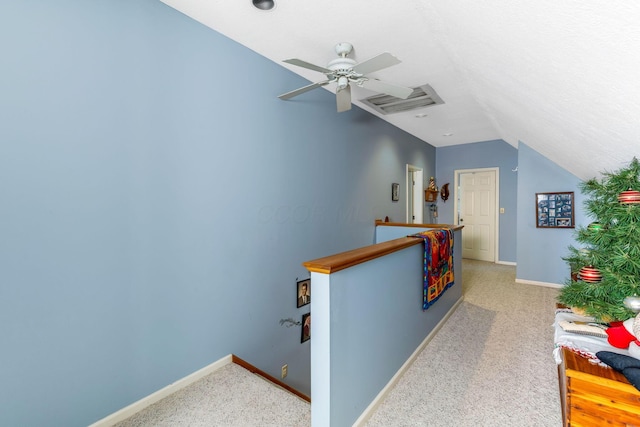 445 Cedar Hill Rd SW, Amanda, OH 43102 - hallway with an upstairs landing, carpet, and vaulted ceiling