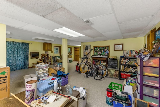 445 Cedar Hill Rd SW, Amanda, OH 43102 - basement featuring a paneled ceiling and carpet floors