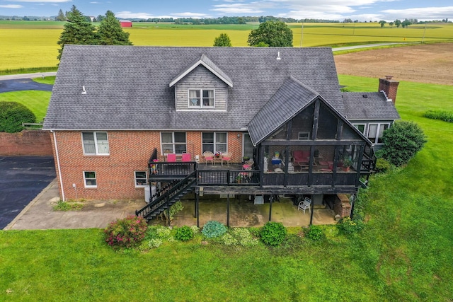 445 Cedar Hill Rd SW, Amanda, OH 43102 - rear view of house featuring brick siding, a wooden deck, and a yard