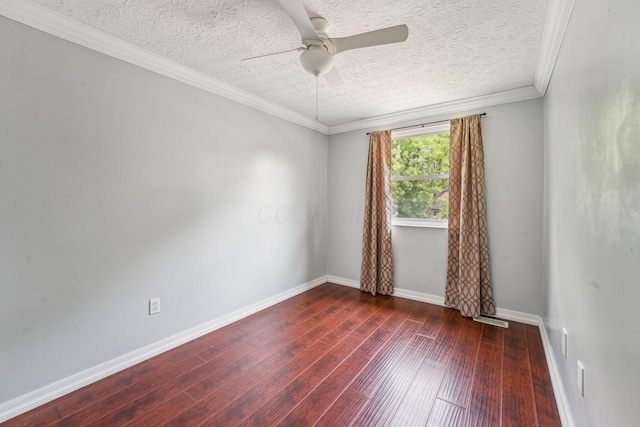 3840 Farm Brook Ln, Columbus, OH 43204 - empty room with a ceiling fan, wood-type flooring, a textured ceiling, and ornamental molding