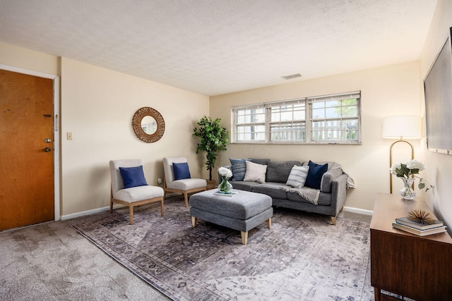1530 Slade Ave Unit 101, Columbus, OH 43235 - living room with carpet floors, a textured ceiling, and baseboards