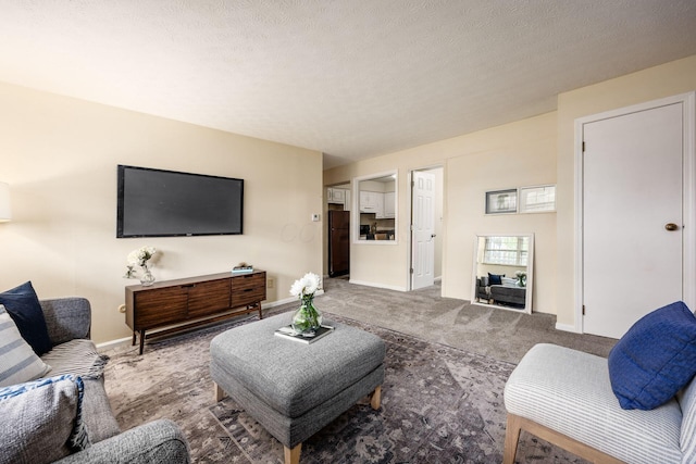 1530 Slade Ave Unit 101, Columbus, OH 43235 - living room featuring carpet, baseboards, and a textured ceiling