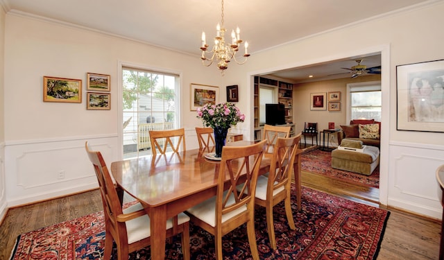 259 N Stanwood Rd, Columbus, OH 43209 - dining room with ornamental molding, wood finished floors, and a chandelier
