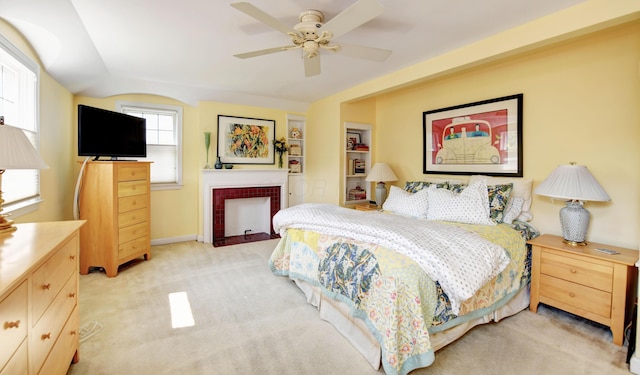 259 N Stanwood Rd, Columbus, OH 43209 - bedroom featuring light carpet, ceiling fan, and lofted ceiling