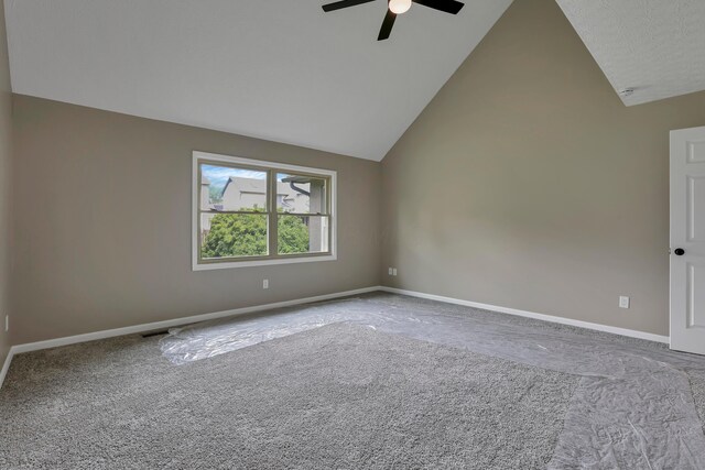 4583 Hunting Creek Dr, Grove City, OH 43123 - carpeted empty room featuring vaulted ceiling, ceiling fan, and baseboards