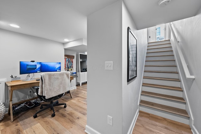 1572 Barrington Rd, Upper Arlington, OH 43221 - home office with wood finished floors, baseboards, and recessed lighting