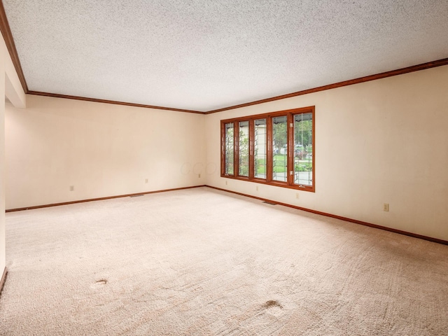 5434 Flat Head Ct, Columbus, OH 43230 - spare room featuring carpet flooring, ornamental molding, baseboards, and a textured ceiling