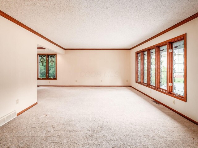 5434 Flat Head Ct, Columbus, OH 43230 - unfurnished room featuring ornamental molding, carpet floors, a textured ceiling, and baseboards