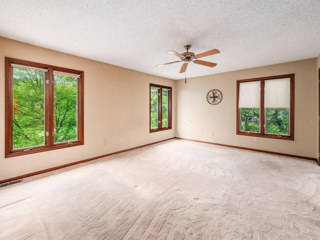 5434 Flat Head Ct, Columbus, OH 43230 - empty room with healthy amount of natural light, ceiling fan, carpet flooring, and a textured ceiling